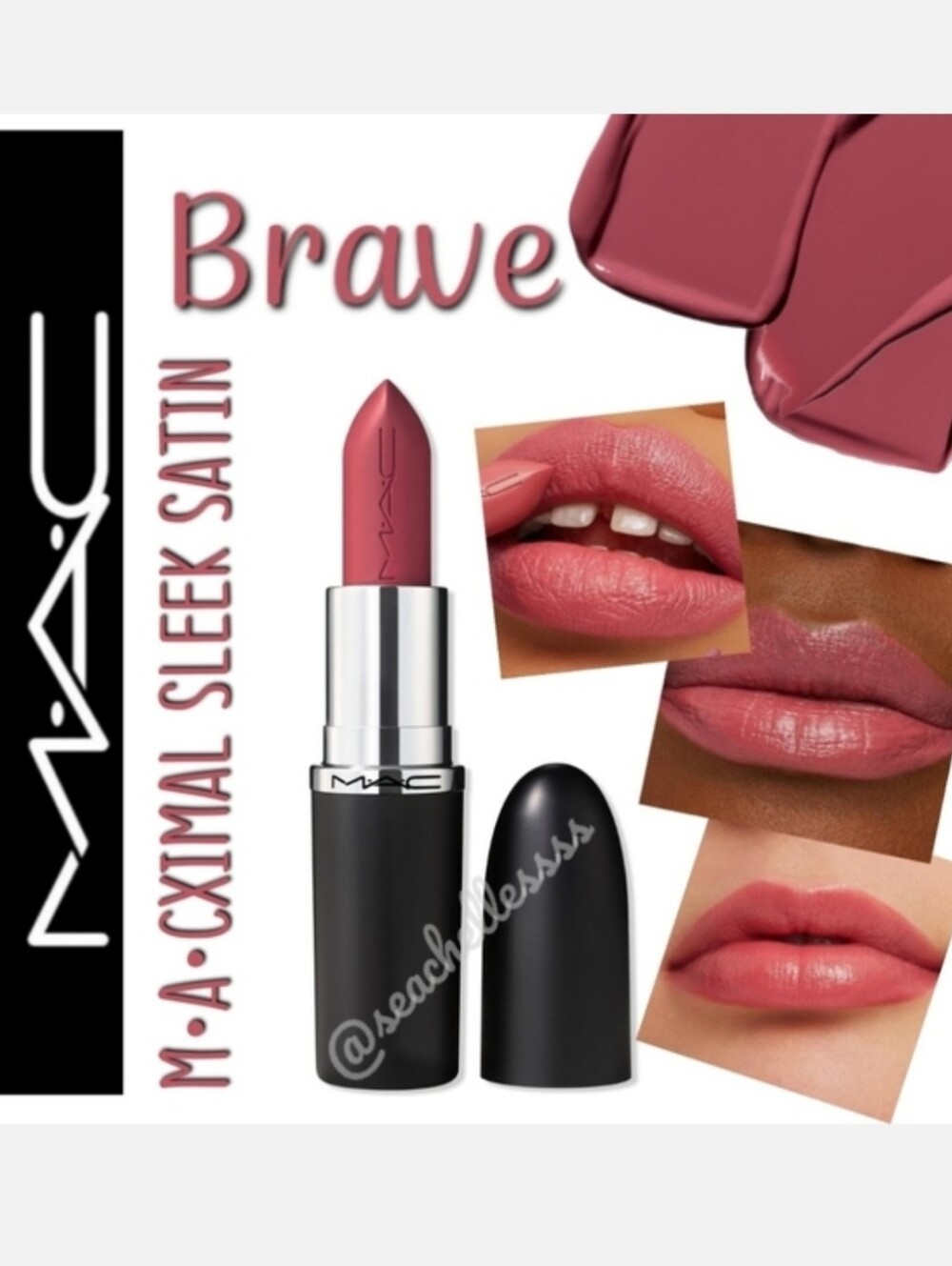 M•A•CXIMAL Sleek Satin Lipstick Brave Pink Beige Brand New in Box Authentic